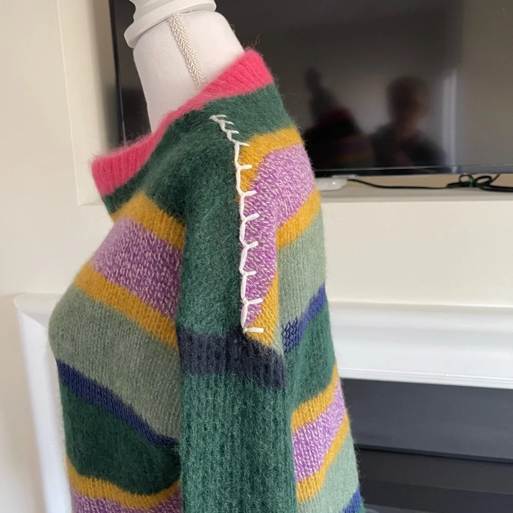 NEW YanYan Stripe Alpaca, Wool Oversized Sweater - Picture 7 of 14